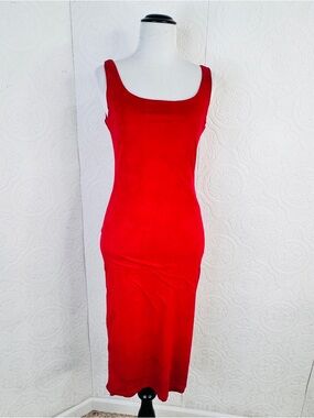 Windsor Crimson Red Midi Dress Size Large Microfiber Suede Stretchy Sleeveless